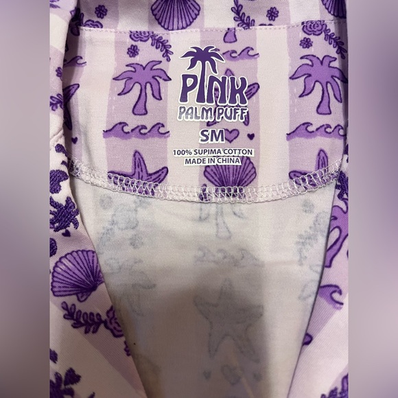 NWT Pink Palm Puff Embroidered Pajama Set With Bag In Twilight Size S Small - Picture 5 of 7